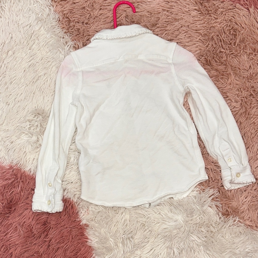 Polo by Ralph Lauren White Ruffle-Collar Button-Down Shirt - Picture 3 of 6